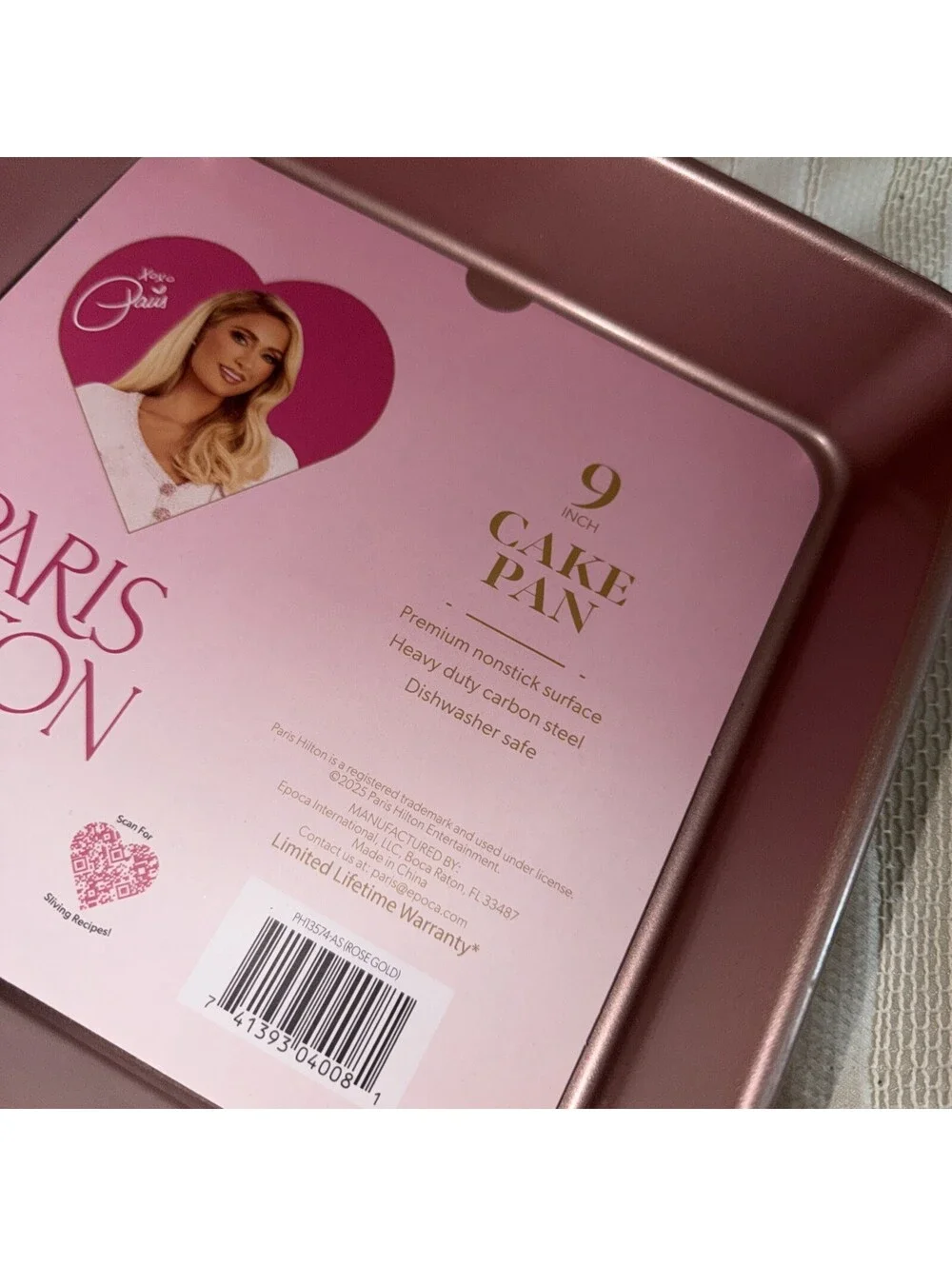 PARIS HILTON ,steel Rose Gold  Cake pan Nonstick Surface NEW 9  x 9 in